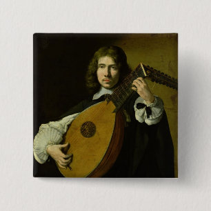 The Lute-Player 15 Cm Square Badge