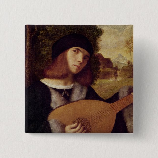 The Lute Player 15 Cm Square Badge (Front)
