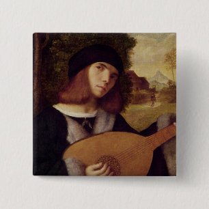 The Lute Player 15 Cm Square Badge