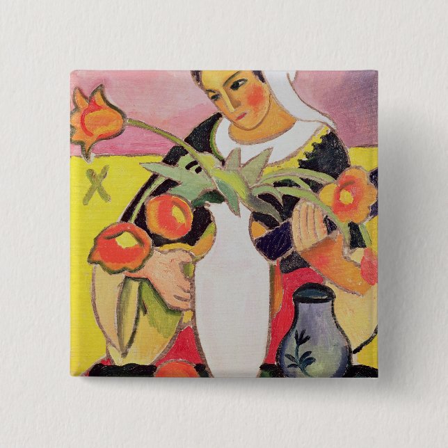 The Lute Player, 1910 15 Cm Square Badge (Front)