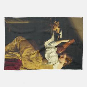 The Lute Player by Orazio Gentileschi Tea Towel