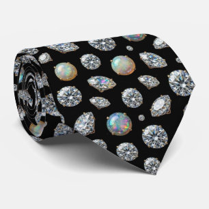 The Luxury Man   Black Tie Diamond Opal Neck Tie