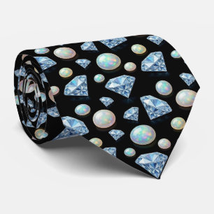 The Luxury Man   Black Tie Diamond Opal Neck Tie