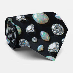 The Luxury Man   Black Tie Diamond Opal Neck Tie