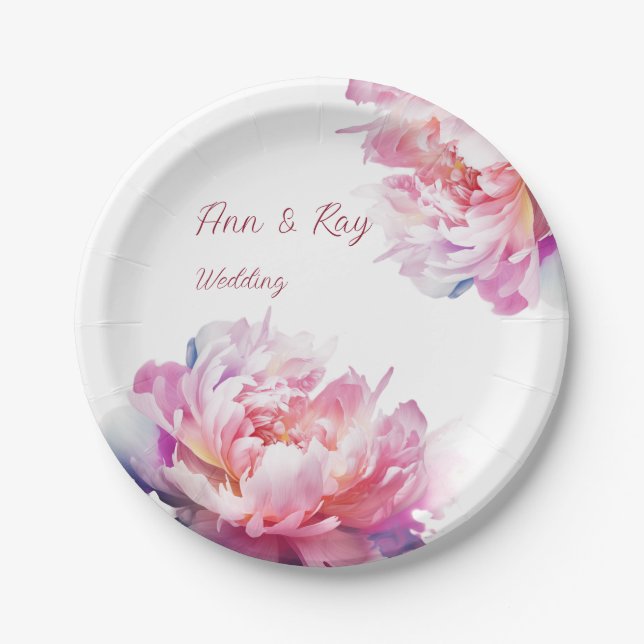 The Luxury of Peonies Invitation Paper Plate (Front)
