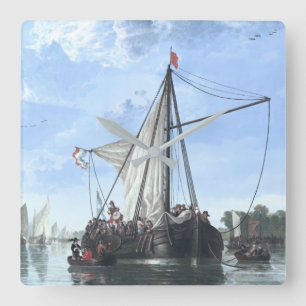 The Maas at Dordrecht by Day Square Wall Clock