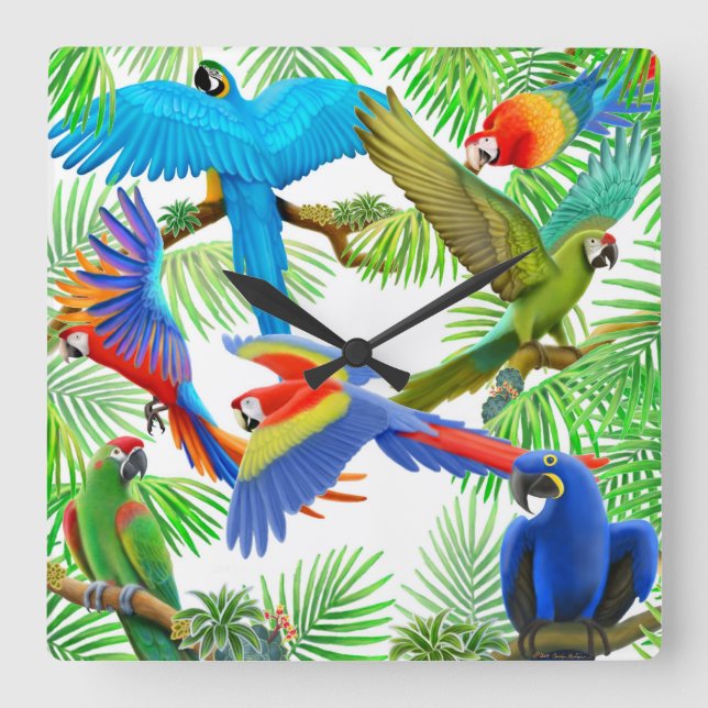 The Macaw Parrot Jungle Wall Clock (Front)