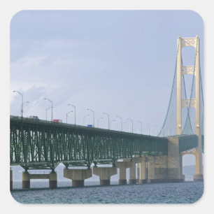 The Mackinac Bridge spanning the Straits of 2 Square Sticker