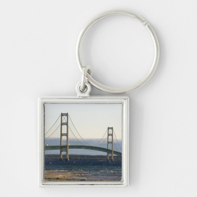 The Mackinac Bridge spanning the Straits of 4 Key Ring (Front)