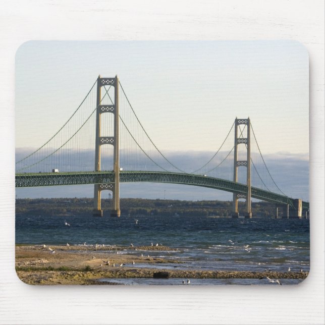 The Mackinac Bridge spanning the Straits of 4 Mouse Pad (Front)
