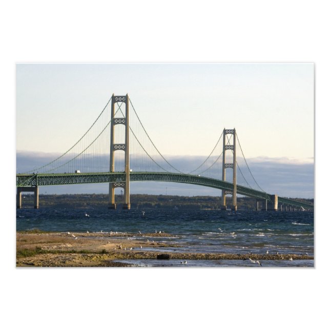 The Mackinac Bridge spanning the Straits of 4 Photo Print (Front)