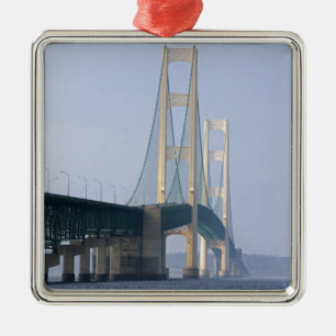 The Mackinac Bridge spanning the Straits of Metal Ornament