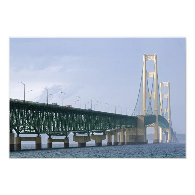 The Mackinac Bridge spanning the Straits of Photo Print (Front)