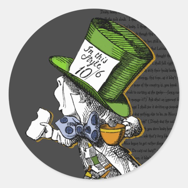 The Mad Hatter {Alice in Wonderland} Classic Round Sticker (Front)