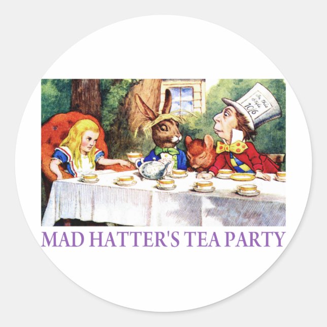 THE MAD HATTER'S TEA PARTY CLASSIC ROUND STICKER (Front)