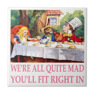 The Mad Hatter's Tea Party in Alice in Wonderland Ceramic Tile