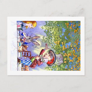 The Mad Hatter's Tea Party in Alice in Wonderland Invitation Postcard
