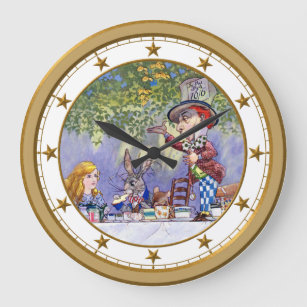 The Mad Hatter's Tea Party in Wonderland Large Clock