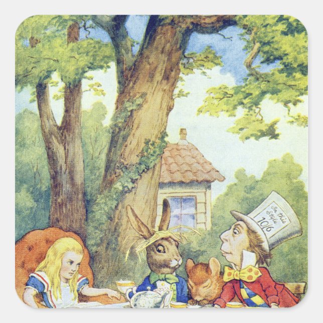 The Mad Hatter's Tea Party Square Sticker (Front)