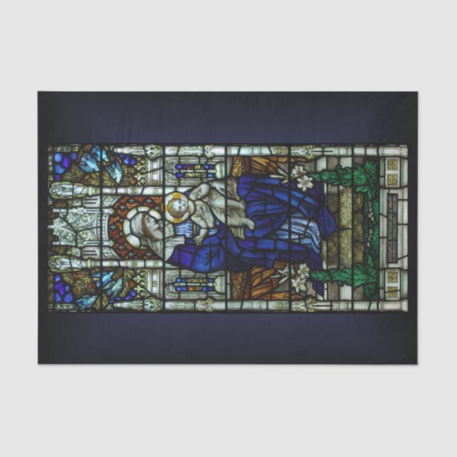 The Madonna and Child Stained Glass Christmas Tissue Paper (Front)