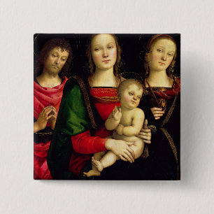 The Madonna and Child with St. John the Baptist an 15 Cm Square Badge
