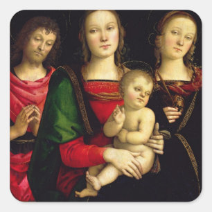 The Madonna and Child with St. John the Baptist an Square Sticker