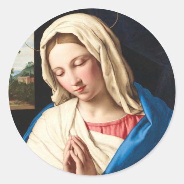 The Madonna at prayer, a landscape beyond Classic Round Sticker (Front)