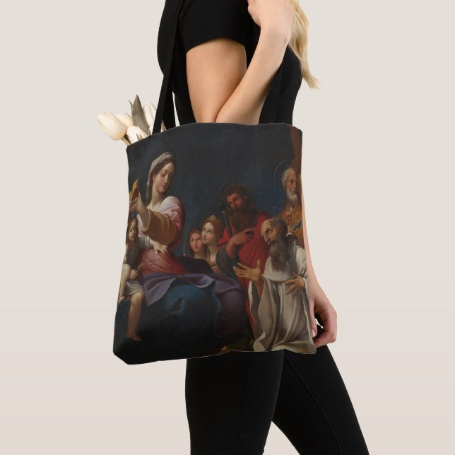 The Madonna, Child, and Saints Tote Bag (Close Up)
