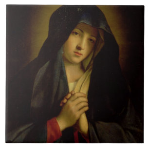 The Madonna in Sorrow (oil on canvas) Ceramic Tile