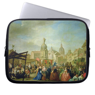The Madrid Fair in the Plaza de la Cebeda (oil on Laptop Sleeve