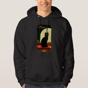 The Magic Black Cat on the Moon tee, Chat Noir Aes Hoodie