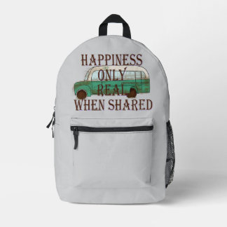 The Magic Bus: Happiness Only Real When Shared - Printed Backpack