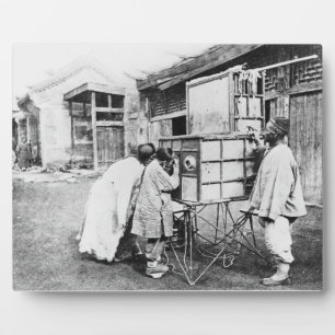 The magic lantern, c.1870 (b/w photo) plaque