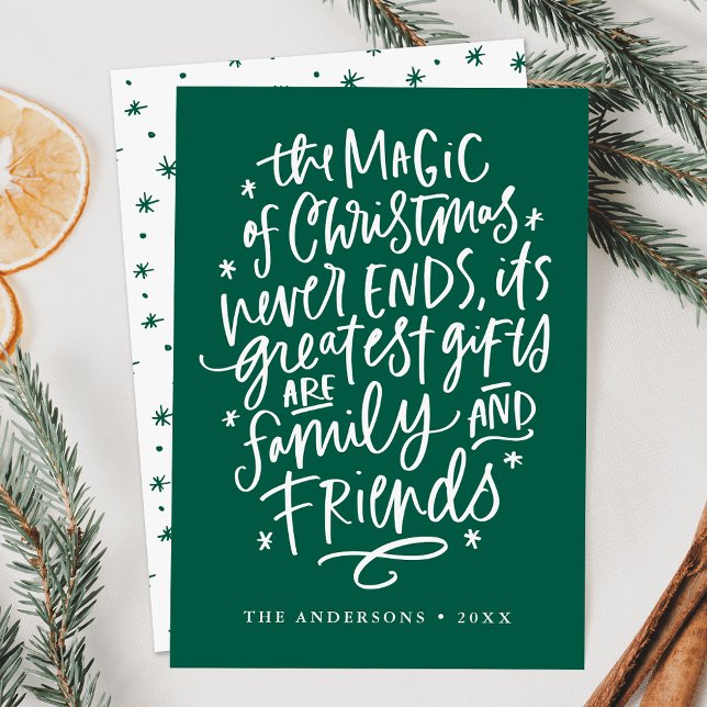 The Magic of Christmas Green Non-Photo Holiday Card (Creator Uploaded)