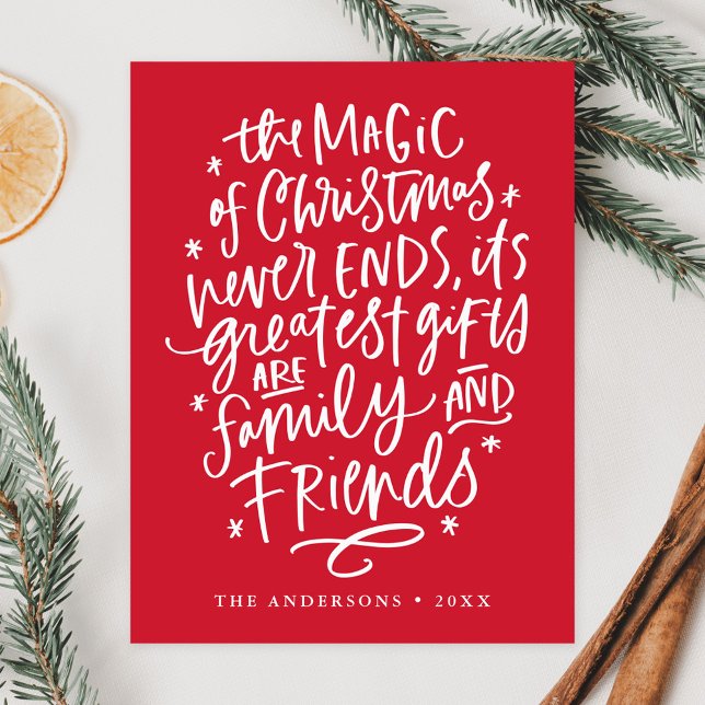 The Magic of Christmas Red Non-Photo Holiday Postcard (Creator Uploaded)