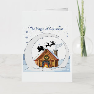 The Magic of Christmas Whimsical Santa Sleigh Foil Greeting Card