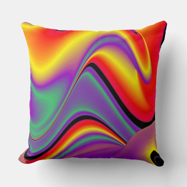 The Magic of Colours Abstract 3D Rainbowart Cushion (Front)
