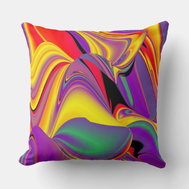 The Magic of Colours Abstract 3D Rainbowart Cushion (Front)