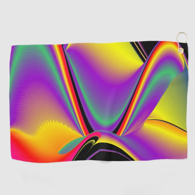 The Magic of Colours Abstract 3D Rainbowart Golf Towel (Horizontal)