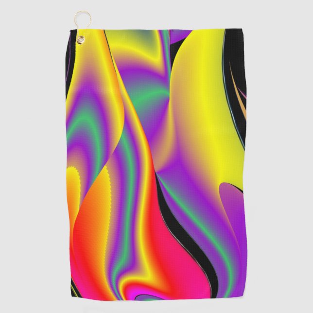 The Magic of Colours Abstract 3D Rainbowart Golf Towel (Front)