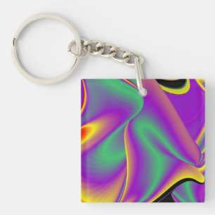 The Magic of Colours , Abstract 3D Rainbowart Key Ring