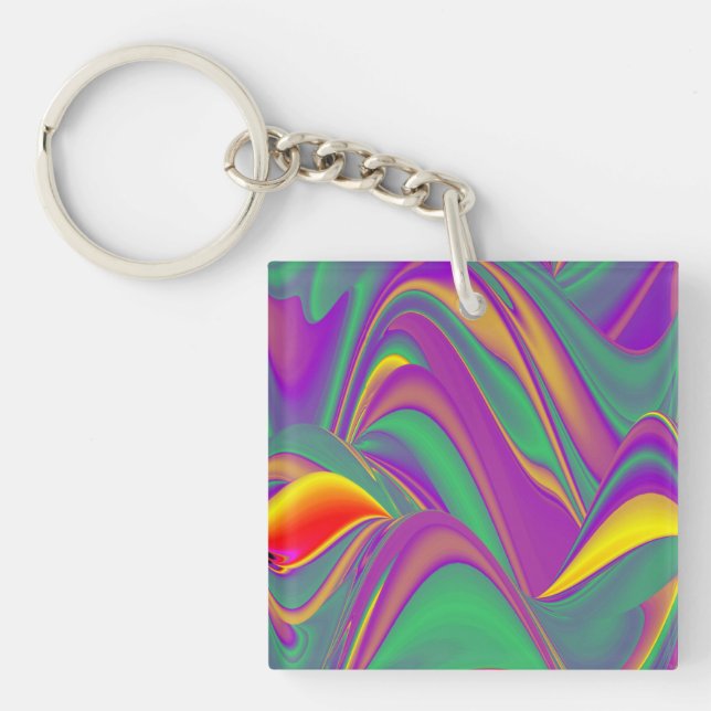 The Magic of Colours , Abstract 3D Rainbowart Key Ring (Front)