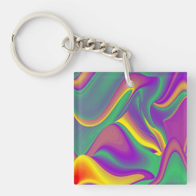 The Magic of Colours , Abstract 3D Rainbowart Key Ring (Front)