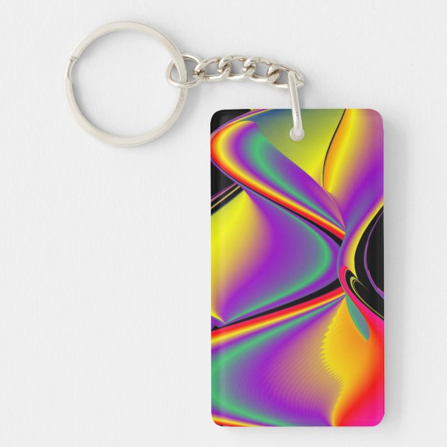 The Magic of Colours , Abstract 3D Rainbowart Key Ring (Front)