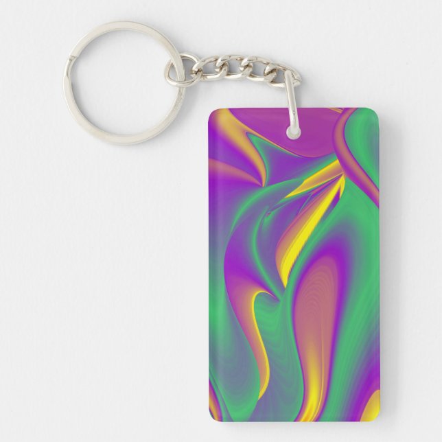 The Magic of Colours , Abstract 3D Rainbowart Key Ring (Front)