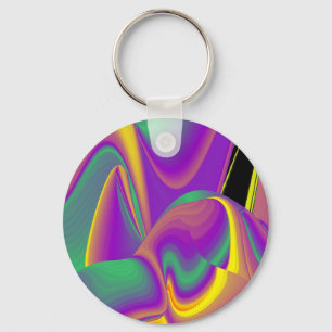 The Magic of Colours , Abstract 3D Rainbowart Key Ring