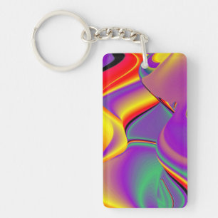 The Magic of Colours , Abstract 3D Rainbowart Key Ring