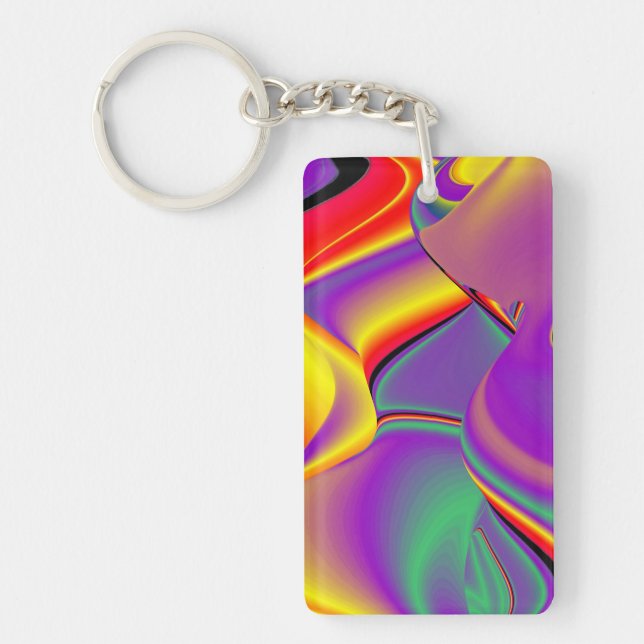 The Magic of Colours , Abstract 3D Rainbowart Key Ring (Front)