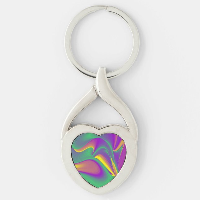 The Magic of Colours , Abstract 3D Rainbowart Key Ring (Front)