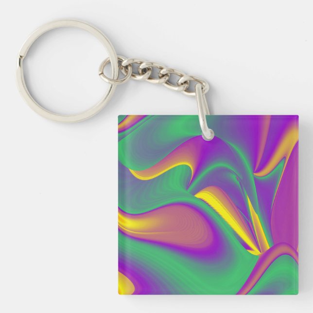 The Magic of Colours , Abstract 3D Rainbowart Key Ring (Front)